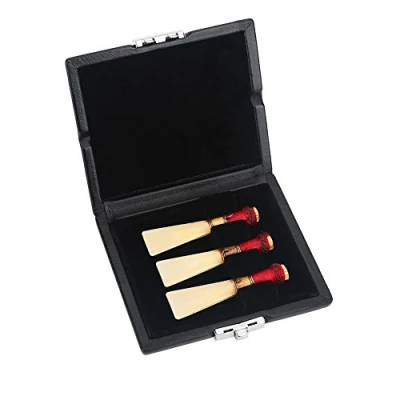 Image de Basson Reeds Case, étui en Cuir PU Noir Reed Container Case avec Fentes replacement pour 3pcs
