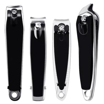 Image de Kit de manucure professionnel 4 pièces Coupe ongles précision Outils en acier inoxydable Portable Noir