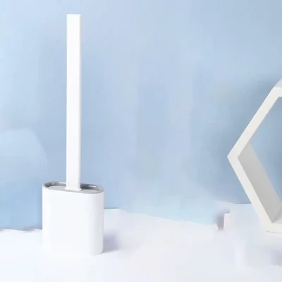 Image de Brosse WC Plate en Silicone A Suspendre ou Poser Au Sol Balai Flexible et Souple sans Rayures Traces