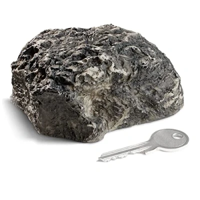 Image de com four® Pierre à clé Medium Hill d&#039;imitation avec Compartiment Secret Roche Artificielle pour géocaching Cachette clés Aspect Factice de Rocher Artificiel