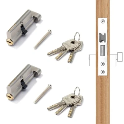 Image de Jeu de 2 Cylindres à Bouton KD Verrouillage Simultané 70 mm 35/35 Barillet Serrure Porte avec 6 Clés (70)