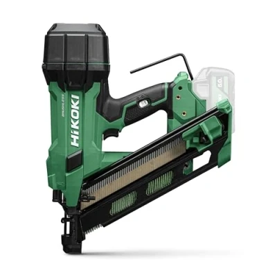 Image de HiKOKI Cloueuse à bande sans fil 34 18 V, clous 50 90 mm Compacte, légère, puissante, lumière LED, moteur brushless, entraînement ressort pneumatique, réglage de la profondeur outil Avec