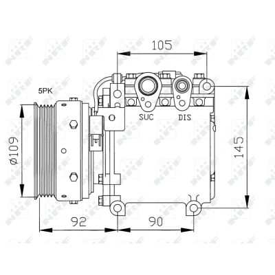 Image de NRF 32049 compresseur De Climatisation MSC90C 12 PAG 100 avec huile