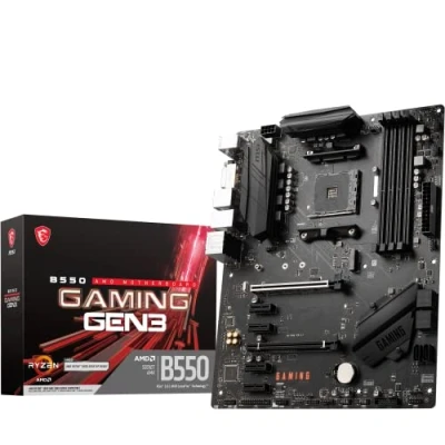 Image de MSI B550 Gaming GEN3 Carte mère, ATX Pour Processeurs AMD Ryzen 5000, AM4 DDR4 Memory Boost 5100+ MHz/OC, 1 x PCIe 3.0 x16, M.2 Gen3, 6x SATA 6Gb/s, Noir