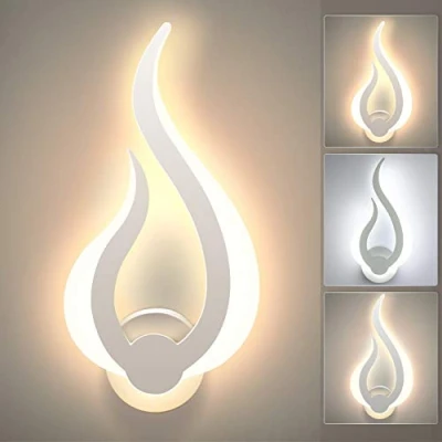 Image de Lightess Applique Murale Intérieure LED 3 Température de Couleur 10W Éclairage Tricolore Lampe Chambre Moderne Acrylique Veilleuse pour à Coucher Enfant Bureau Couloir Salon(Blanc) (Droit)