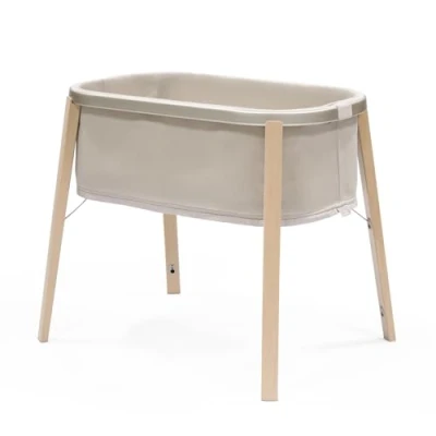 Image de Stokke Snoozi Berceau, Beige Sable Le Berceau évolutif dès la Naissance, de Naissance à 9 Mois Portable et léger Matelas Ferme Inclus