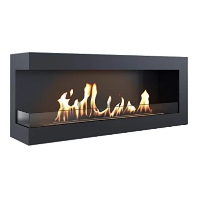 Image de KRATKI Delta Cheminée d&#039;angle 1200 x 280 mm Murale avec vitrage de 4 Idéal pour Les intérieurs Ouverts et Modernes Certifié TÜV Rhénanie Ouverture vers la Gauche