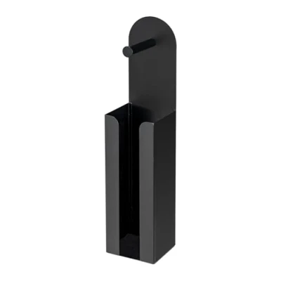 Image de WENKO Distributeur de papier toilette 2 en 1 Agira, à poser ou coller, place pour 3 rouleaux rechange, acier laqué mat, 12 x 54 11 cm, noir