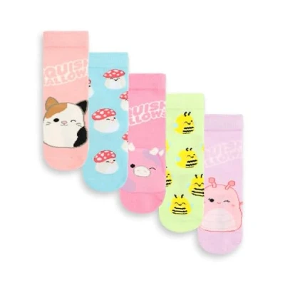 Image de Squishmallows chaussettes pour filles Ensemble de 5 Mollet À Personnage Multicolore enfants Avec Logo Imprimé Graphique Lot