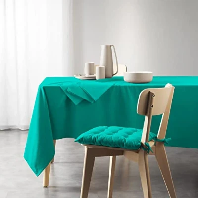 Image de douceur d&#039;intérieur, Nappe Rectangle (140 x 240 Cm) Mistral Emeraude, Coton Recyclé