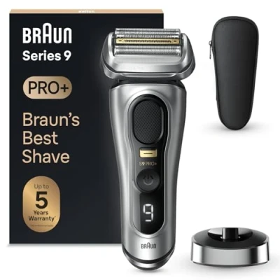 Image de Braun Series 9 PRO+ 9517s, Rasoir Électrique Pour Homme, 5 Éléments De Rasage, Tondeuse Précision Intégrée, Base Recharge, Étanche, 60 Min D&#039;autonomie, Fabriqué En Allemagne, Argent