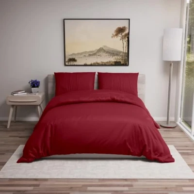 Image de Dreamzie Housse de Couette 200x200 cm avec 2 Taie Oreiller 80x80 Bordeaux Parure Lit Adulte en 100% Microfibre Certifié sans Produits Chimiques (Oeko TEX)