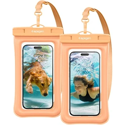 Image de Spigen Aqua Shield Lot de 2 Coques Protection étanches flottantes pour iPhone Samsung Galaxy Huawei Xiaomi Google et jusqu&#039;à 8,2&quot; Abricot