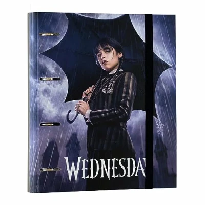 Image de Grupo Erik Classeur A4 4 Anneaux Mercredi Addams Rigide Anneaux, Format 27 x 32 cm Fournitures Scolaire, Organiseurs, de Bureau