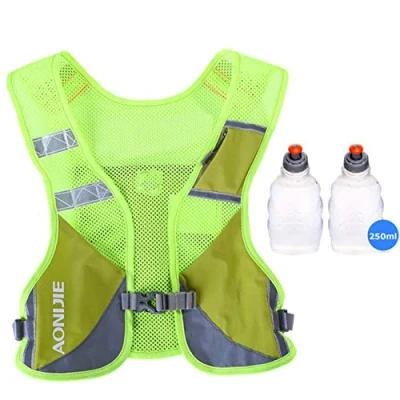 Image de AONIJIE Poids léger Sac à Dos d&#039;hydratation de randonnée en Plein air Marathon Vest Climbing Cycling Backpack avec 2 Bouteilles 250 ML (Vert)