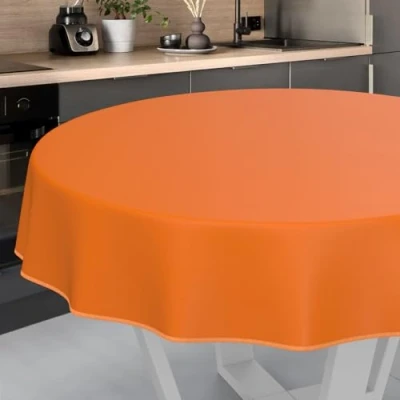 Image de ANRO Nappe en Toile cirée Lavable, pour Table de Jardin, extérieur et intérieur, Ronde, 120 cm, avec Ourlet, Oranges