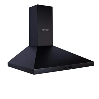Image de Wiggo Hotte murale 60 cm I pour évacuation d&#039;air ou recirculation aspirante 300 m3/h avec éclairage LED &amp; 3 niveaux de puissance filtre à graisse 2 filtres charbon noire