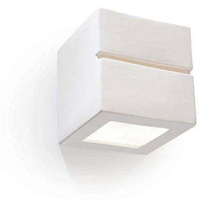 Image de SOLLUX lighting Leo Line Applique murale en céramique Design Moderne Très Polyvalent Ampoule E27 Remplaçable, 1 x 60 W Blanc, 14 cm