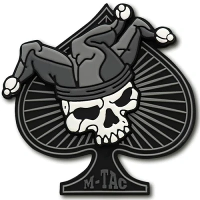 Image de M Tac Morale Patch Joker Skull Carte de mort tactique 3D PVC (noir et blanc)