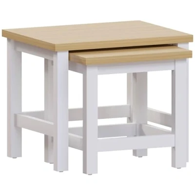 Image de Vida Designs Arlington Lot de 2 Tables gigognes Modernes en MDF Blanc