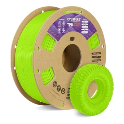 Image de OVERTURE Filament TPU 1 kg, flexible 1,75 mm pour imprimante 3D,Haute Liquidité, Précision Dimensionnelle +/ 0,02 (Vert Clair)
