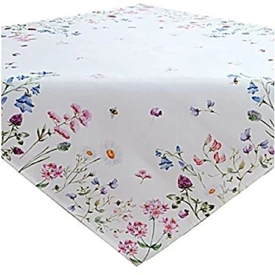 Image de Raebel OHG Apolda Nappe d’été facile d’entretien Blanc Pré fleuri Abeille Multicolore printemps été, Polyester, Gedecktes Weiß, Bunt, 110 x cm