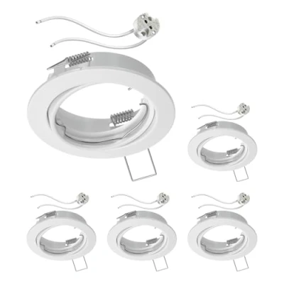 Image de ledscom.de 5 pièces cadre d&#039;encastrement pour plafond FERE blanc mat pivotant (LED/Halogène/MR16/50mm) incl. douille GU5.3