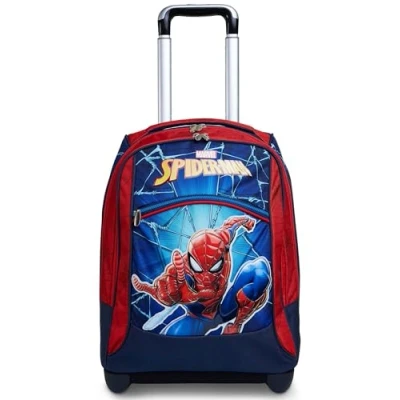 Image de Seven Spider Man Double Compartment Trolley with Fixed Trolley, Red and Blue