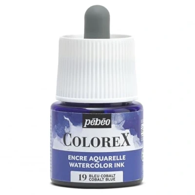 Image de Pébéo Encre Colorex 45 ML Bleu Cobalt Aquarelle Rendu Velouté Dessin Multi outil Tous Supports Cobalt, (Watercolor)