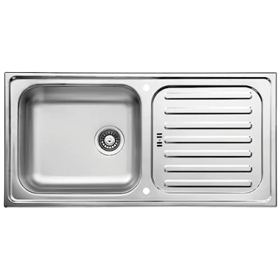 Image de Respekta Riverside Évier encastrable en acier inoxydable avec 1 bac 100 x 50 cm égouttoir Convient pour les meubles bas à partir de largeur