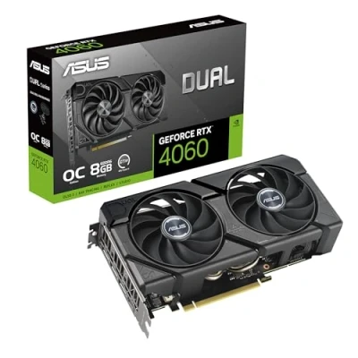 Image de ASUS Dual NVIDIA GeForce RTX 4060 Evo OC Edition Carte Graphique (8GB GDDR6X, PCIe 4.0, DLSS 3, HDMI 2.1a, DisplayPort 1.4a, 2.5 Slot, Technologie 0dB)