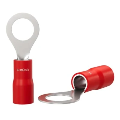 Image de Lumonic 25x cosse à oeillet M5 partiellement isolée 0,5 1,5mm² I rouge Set de cosses, oeillets M5, cosses oeillet,