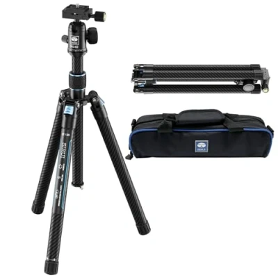 Image de SIRUI 60&#039;&#039; Trépied Appareil Photo avec PTZ 360,Trépied Vidéo en Fibre de Carbone,Pied Camera 2 LB Plaque Chargement Rapide,Poids Maximum 10kg(Traveler X III)