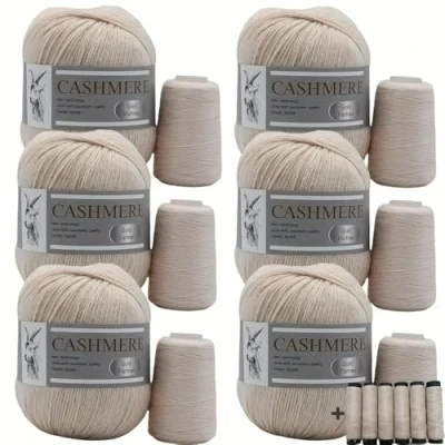 Image de QIUMING Lot de 6 pelotes Laine en Cachemire pour Tricoter et Crocheter à la Main des Pulls, écharpes, Chapeaux, châles, Cardigans Gants Fil Doux Chaud