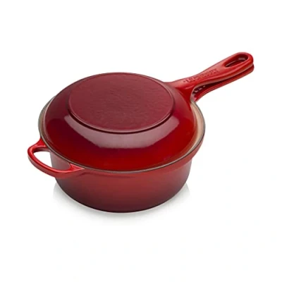 Image de Le Creuset Casserole Deux en Un Fonte Émaillée Signature, 22 cm, 2,3 L, Cerise, 25044220602460