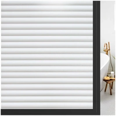 Image de rabbitgoo Film de Fenêtre Statique Stores à Rayures Autocollant Salle Bain Protection Privé Adhésif Vitre Opaque sans Colle Anti UV 90x200cm
