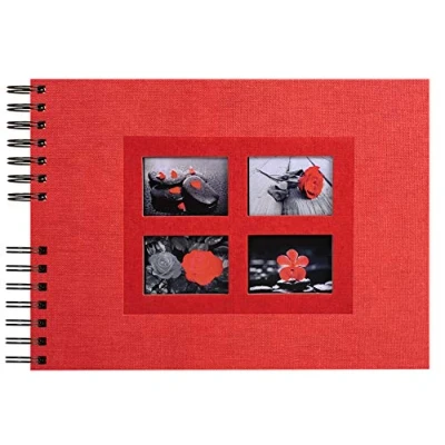 Image de Exacompta Réf. 16245E Album photos à Spirales Passion rouge 150 50 Pages Noires Format 32 x 22 cm déco papier couverture effet bi matière