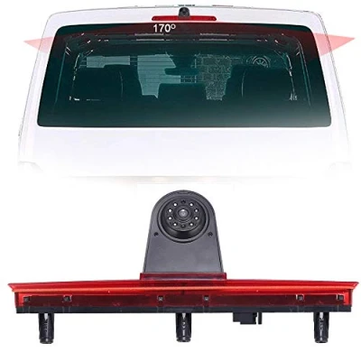 Image de HD Troisième monté sur Le Toit Haut Lampe Frein lumière Vue arrière Caméra de recul Peut Ajuster l&#039;angle Vision Nocturne Infrarouge pour V W T5 Bus Transporter Multivan Caravelle
