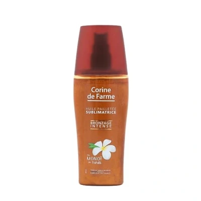 Image de Corine de Farme Huile Pailletée pour Corps, Visage et Cheveux Soin Solaire Beauté Sublime la Peau Parfumée au Monoï Tahiti Sans Parabène 150 ml Fabriqué en France