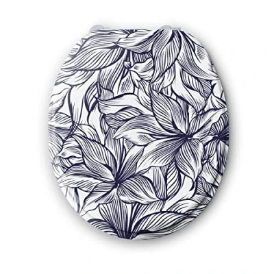 Image de BENKI Lunette De Toilette Jungle Abattant WC Avec Frein Chute En Bois Charnières Acier Inoxydable &amp; Ajustables Forme Universelle