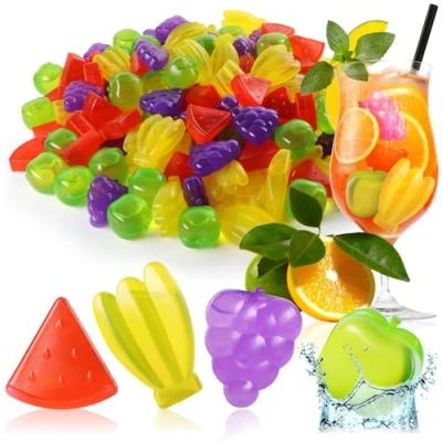 Image de COM FOUR® 120x glaçons réutilisables dans des designs sympas, de fête aux couleurs vives (120 pièces fruits)