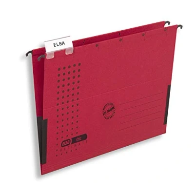 Image de ELBA Lot de 5 sacs suspendus en carton avec roulettes lin Rouge Format A4