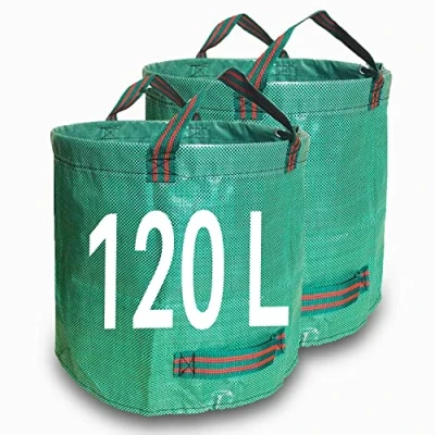 Image de Singwow Lot de 2 sacs à déchets jardin robustes réutilisables avec poignées, parfaits pour recueillir les jardin, plantes, l&#039;herbe et feuilles (120 l)