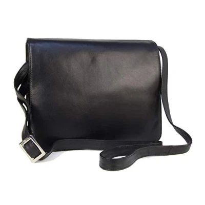 Image de VISCONTI Sac Bandoulière Femme Cuir à Main Moyen Avec Rabat de Travail Réglable 754 TESS Noir