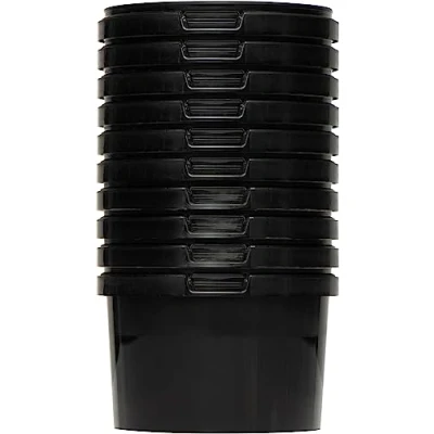 Image de BenBow Seau avec Couvercle 0,5 l Noir 10 x Qualité Alimentaire, Stable, hermétique, Anti Fuite, inodore Récipient de Rangement en Plastique Vide