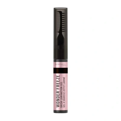 Image de Rimmel Wonder&#039;Freeze Brow Gel de plastification pour sourcils 004 Marron foncé Ensemble sculptés Tenue toute la journée, sans écailles, naturellement moelleux, double peigne et brosse,