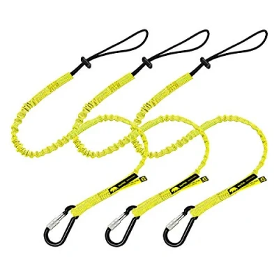 Image de Cordon élastique BearTOOL avec mousqueton à vis en aluminium et extrémité de boucle réglable, longueur standard, poids maximum 8 kg, jaune 0923ys, 3