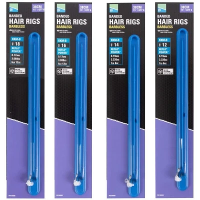 Image de Preston Bas Ligne KKM B Banded Hair Rigs Barbless 38cm (8 pcs) Taille : crochet 18 0.17mm