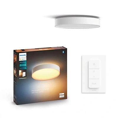 Image de Philips Hue White Ambiance Plafonnier Devere Medium, Blanc, compatible Bluetooth, fonctionne avec Alexa, Google Assistant et Apple Homekit