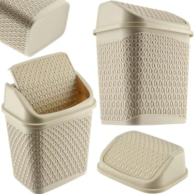 Image de KADAX poubelle avec couvercle basculant, couvercle, en plastique, à corbeille papier roulant (beige)